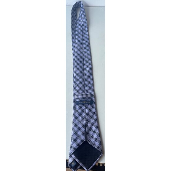 Club Room Men's Dress Shirt Tie Purple Plaid Pattern 100% Silk - Picture 2 of 9